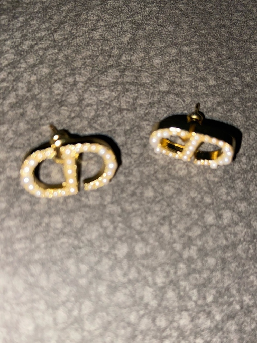 Gold Pearl-Trim Oval Stud Earrings